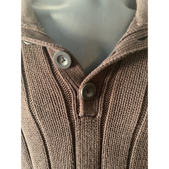 Men's Calvin Klein XL Extra Large Brown Cotton Knit Long Sleeve V-Neck Sweater - Picture 4 of 7